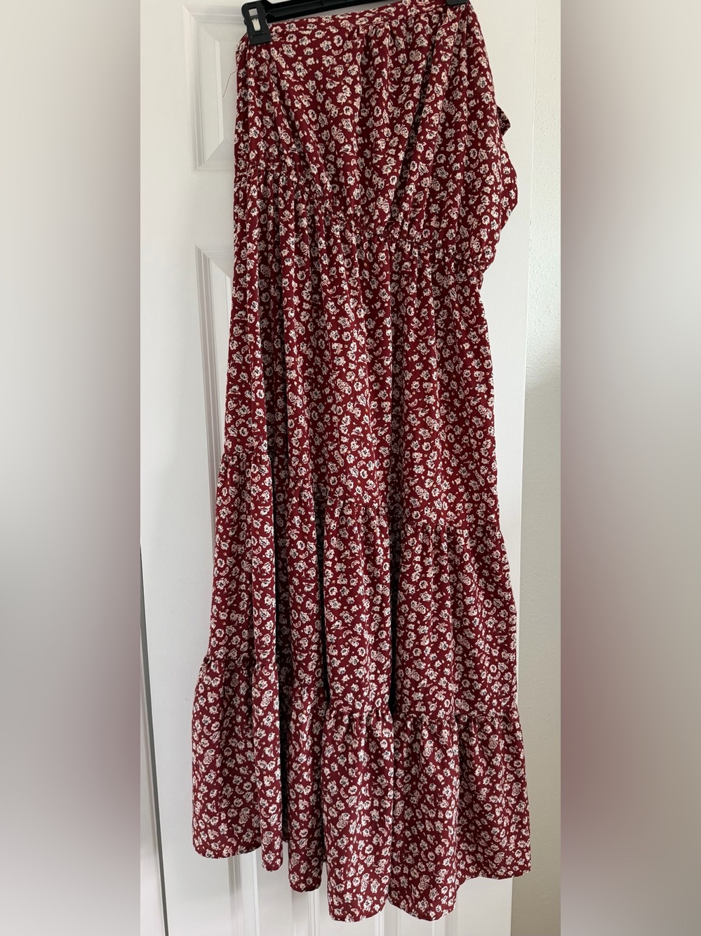 Women’s Red Floral Tiered Maxi Dress